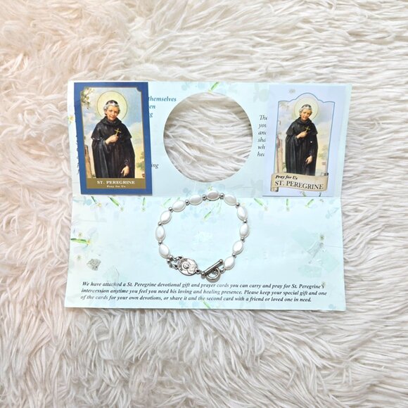 †St.Peregrine Good Health Saint Anthony Prayer Pearlized Beaded Toggle Bracelet - Picture 2 of 4